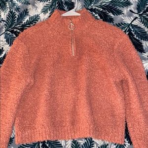 Kendall & Kylie fuzzy half zip pull over